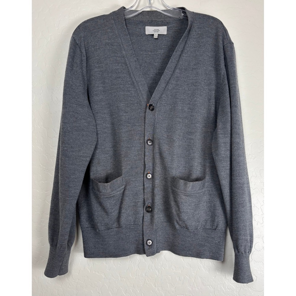 Jack Spade Bleecker Street Mens XL Gray Orange Wool Button Cardigan Sweater 2066